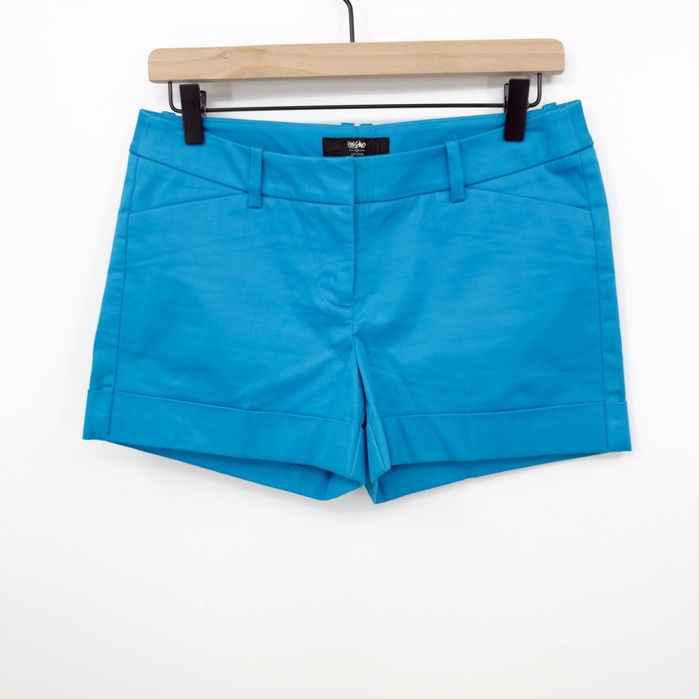 Mossimo Shorts Stretch Cuffed Chino Blue 4 Casual Summer Preppy Coastal Classic